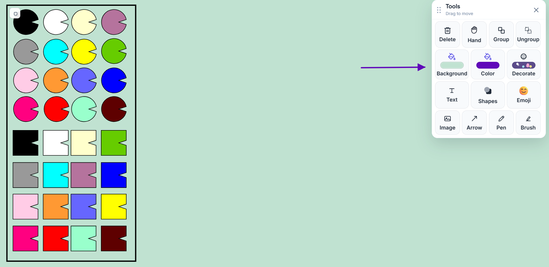 Selecting board background color