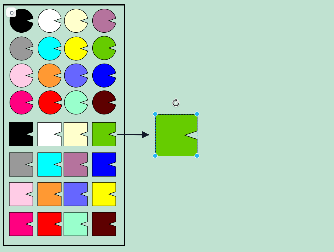 Resizing a rep with the blue handle